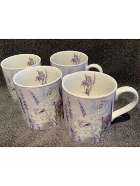 BV Porcelain Summer River Set of Four 8oz. Coffee Mugs